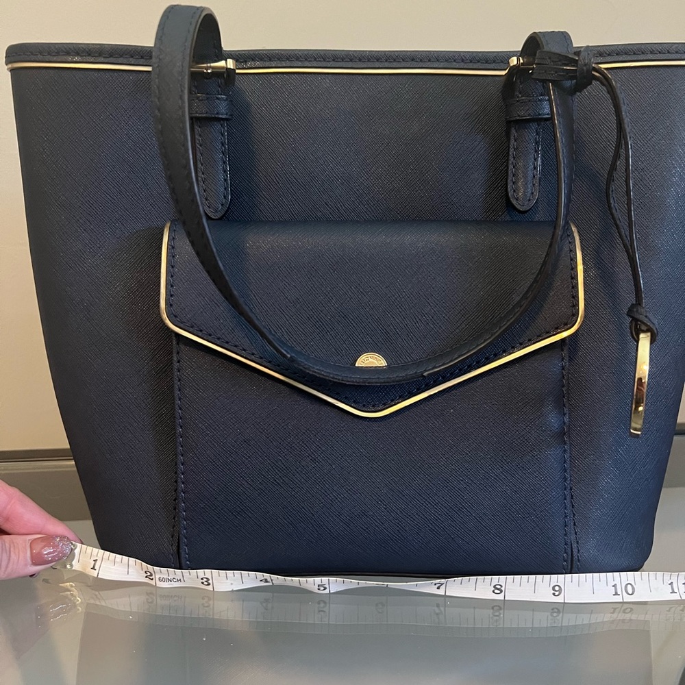 Michael Kors, Jetset, Navy Blue Purse, Saffino Leather - Picture 3 of 11